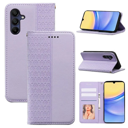 For Samsung Galaxy A16 5G Wallet Phone Case Strong Magnetic Checkered Pattern Imprint Leather Flip Cover