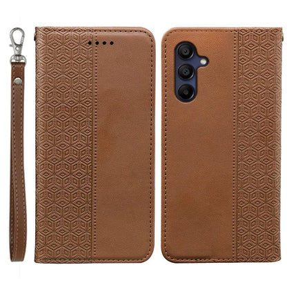 For Samsung Galaxy A16 5G Wallet Phone Case Strong Magnetic Checkered Pattern Imprint Leather Flip Cover