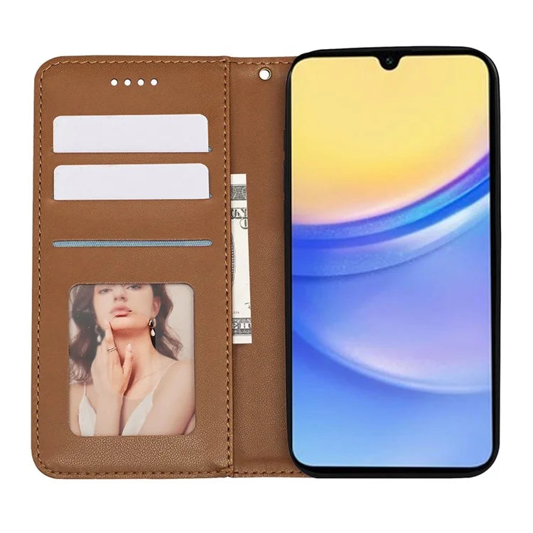 For Samsung Galaxy A16 5G Wallet Phone Case Strong Magnetic Checkered Pattern Imprint Leather Flip Cover