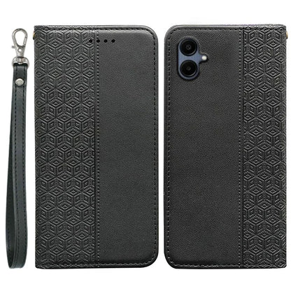 For Samsung Galaxy A06 Wallet Phone Case Strong Magnetic Checkered Pattern Imprint Leather Flip Cover