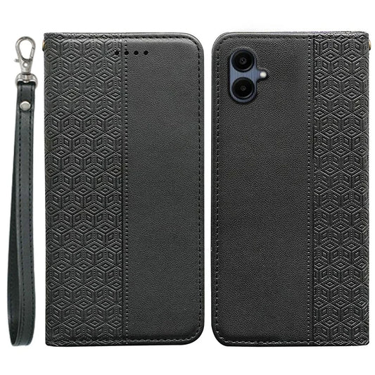 For Samsung Galaxy A06 Wallet Phone Case Strong Magnetic Checkered Pattern Imprint Leather Flip Cover