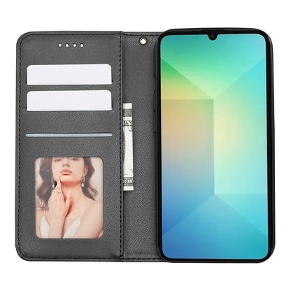 For Samsung Galaxy A06 Wallet Phone Case Strong Magnetic Checkered Pattern Imprint Leather Flip Cover