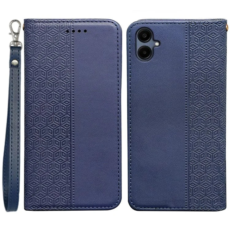 For Samsung Galaxy A06 Wallet Phone Case Strong Magnetic Checkered Pattern Imprint Leather Flip Cover