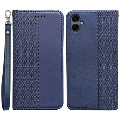 For Samsung Galaxy A06 Wallet Phone Case Strong Magnetic Checkered Pattern Imprint Leather Flip Cover