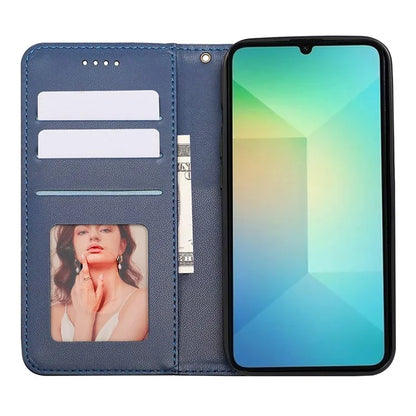 For Samsung Galaxy A06 Wallet Phone Case Strong Magnetic Checkered Pattern Imprint Leather Flip Cover