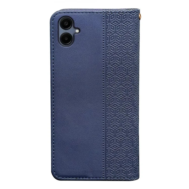 For Samsung Galaxy A06 Wallet Phone Case Strong Magnetic Checkered Pattern Imprint Leather Flip Cover
