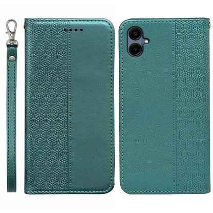 For Samsung Galaxy A06 Wallet Phone Case Strong Magnetic Checkered Pattern Imprint Leather Flip Cover