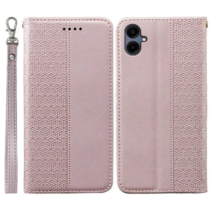 For Samsung Galaxy A06 Wallet Phone Case Strong Magnetic Checkered Pattern Imprint Leather Flip Cover