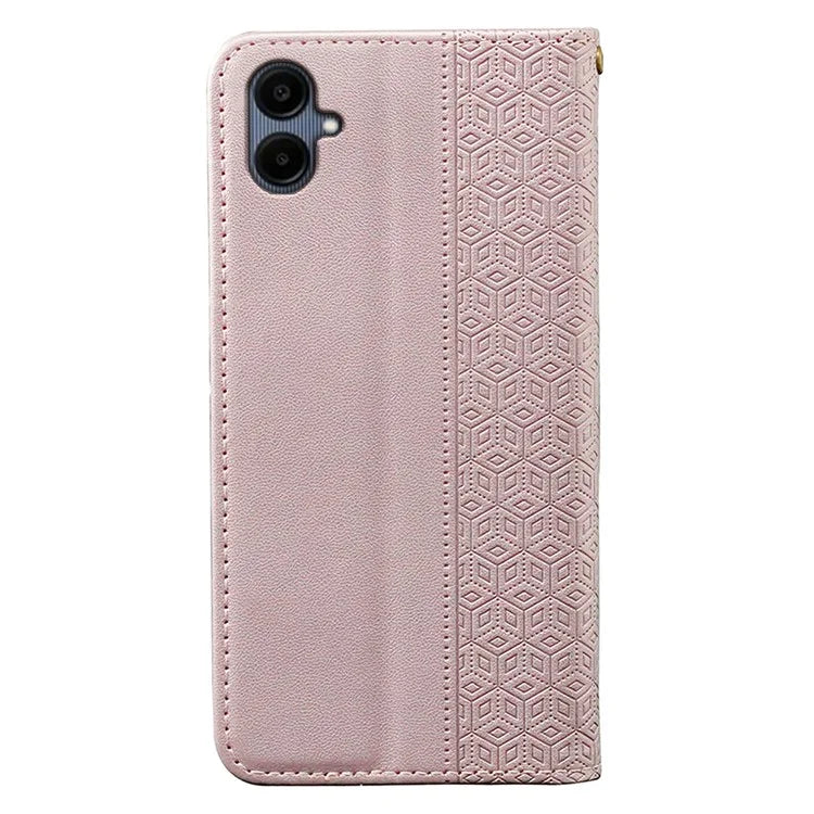 For Samsung Galaxy A06 Wallet Phone Case Strong Magnetic Checkered Pattern Imprint Leather Flip Cover