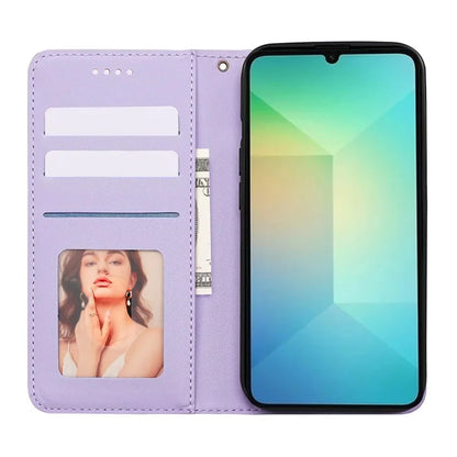 For Samsung Galaxy A06 Wallet Phone Case Strong Magnetic Checkered Pattern Imprint Leather Flip Cover