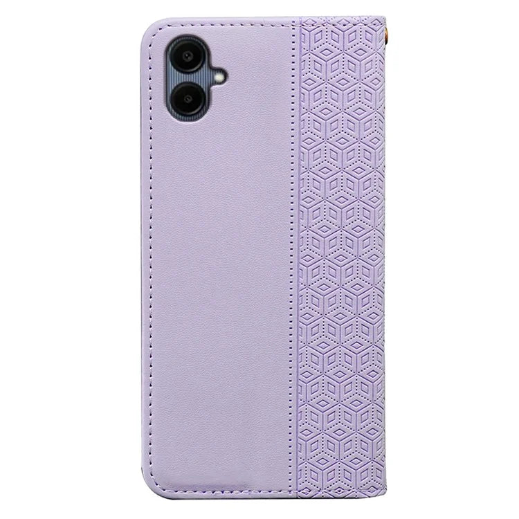 For Samsung Galaxy A06 Wallet Phone Case Strong Magnetic Checkered Pattern Imprint Leather Flip Cover