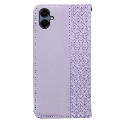 For Samsung Galaxy A06 Wallet Phone Case Strong Magnetic Checkered Pattern Imprint Leather Flip Cover