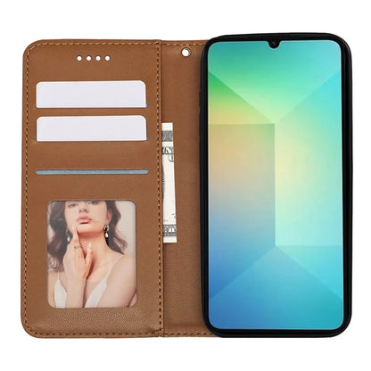 For Samsung Galaxy A06 Wallet Phone Case Strong Magnetic Checkered Pattern Imprint Leather Flip Cover