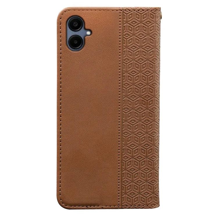 For Samsung Galaxy A06 Wallet Phone Case Strong Magnetic Checkered Pattern Imprint Leather Flip Cover