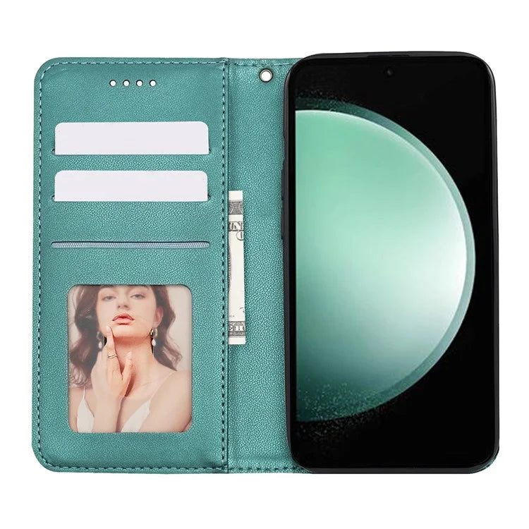 For Samsung Galaxy S24 FE Wallet Phone Case Strong Magnetic Checkered Pattern Imprint Leather Flip Cover