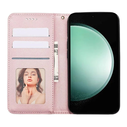 For Samsung Galaxy S24 FE Wallet Phone Case Strong Magnetic Checkered Pattern Imprint Leather Flip Cover