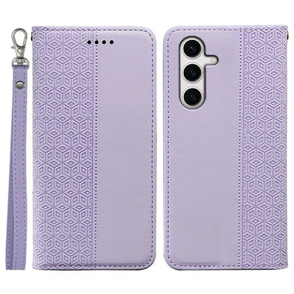 For Samsung Galaxy S24 FE Wallet Phone Case Strong Magnetic Checkered Pattern Imprint Leather Flip Cover
