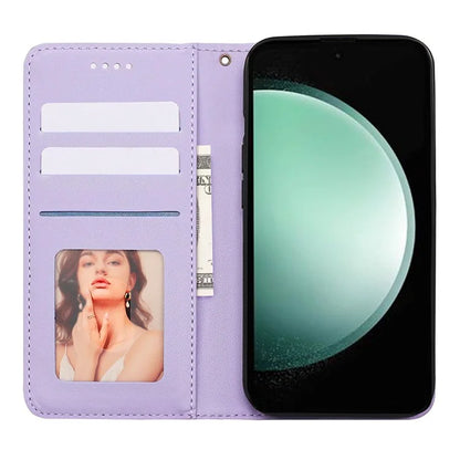 For Samsung Galaxy S24 FE Wallet Phone Case Strong Magnetic Checkered Pattern Imprint Leather Flip Cover