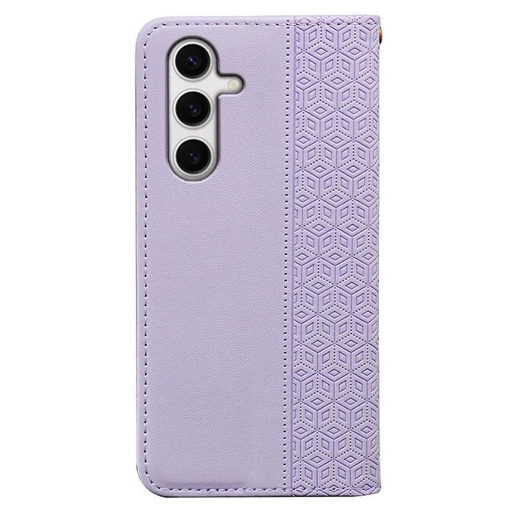For Samsung Galaxy S24 FE Wallet Phone Case Strong Magnetic Checkered Pattern Imprint Leather Flip Cover