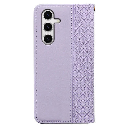 For Samsung Galaxy S24 FE Wallet Phone Case Strong Magnetic Checkered Pattern Imprint Leather Flip Cover