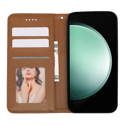 For Samsung Galaxy S24 FE Wallet Phone Case Strong Magnetic Checkered Pattern Imprint Leather Flip Cover