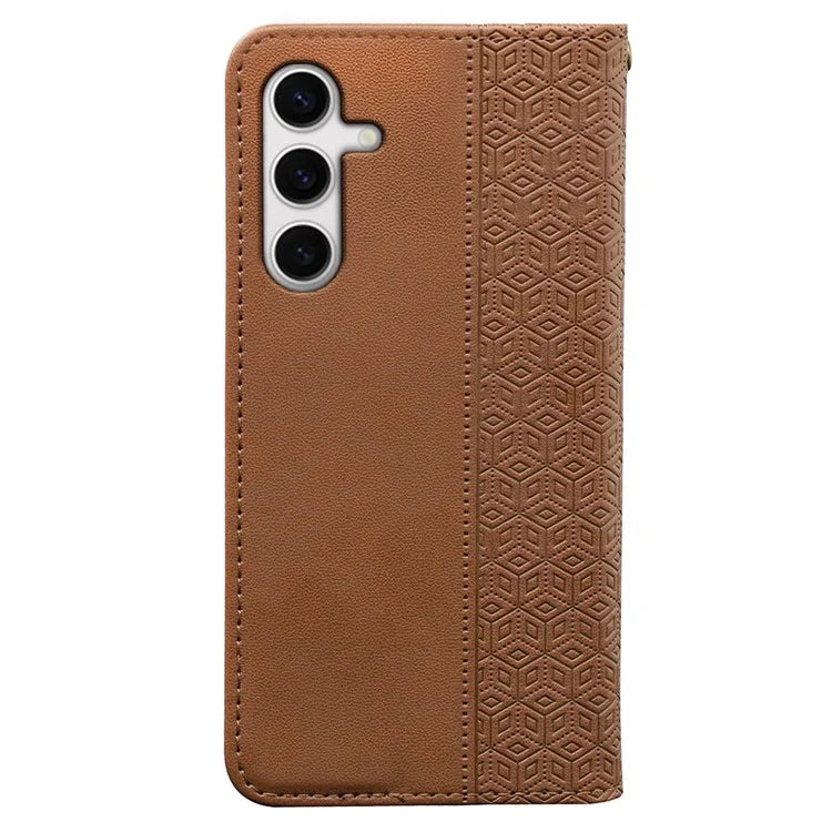 For Samsung Galaxy S24 FE Wallet Phone Case Strong Magnetic Checkered Pattern Imprint Leather Flip Cover