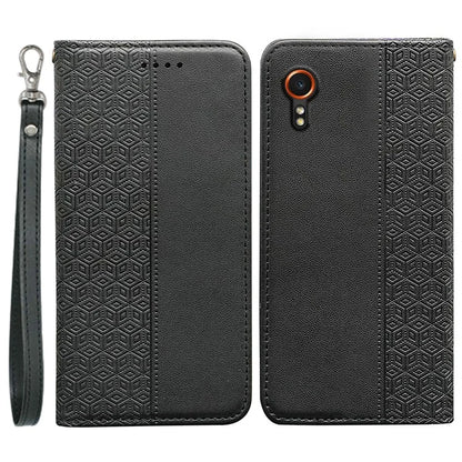 For Samsung Galaxy Xcover7 Wallet Phone Case Strong Magnetic Checkered Pattern Imprint Leather Flip Cover