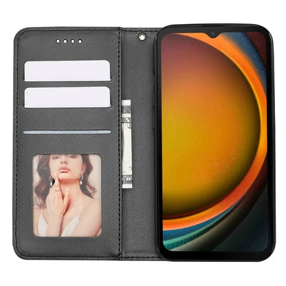 For Samsung Galaxy Xcover7 Wallet Phone Case Strong Magnetic Checkered Pattern Imprint Leather Flip Cover