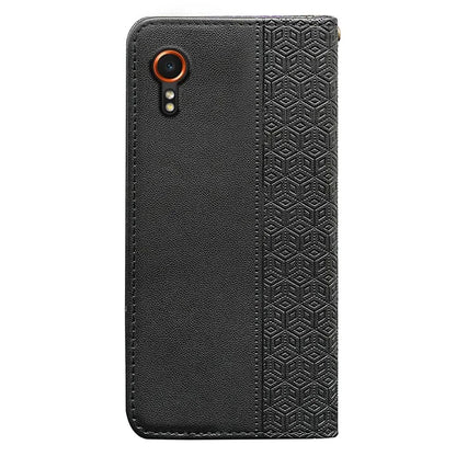 For Samsung Galaxy Xcover7 Wallet Phone Case Strong Magnetic Checkered Pattern Imprint Leather Flip Cover