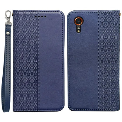 For Samsung Galaxy Xcover7 Wallet Phone Case Strong Magnetic Checkered Pattern Imprint Leather Flip Cover
