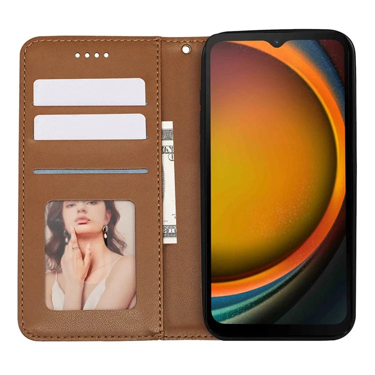 For Samsung Galaxy Xcover7 Wallet Phone Case Strong Magnetic Checkered Pattern Imprint Leather Flip Cover