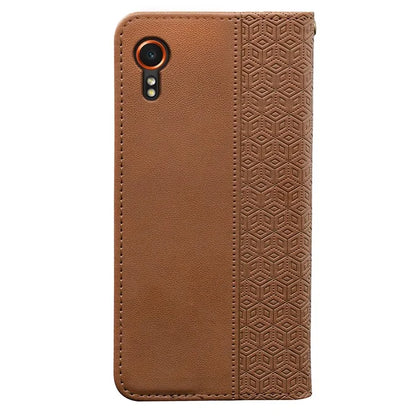 For Samsung Galaxy Xcover7 Wallet Phone Case Strong Magnetic Checkered Pattern Imprint Leather Flip Cover