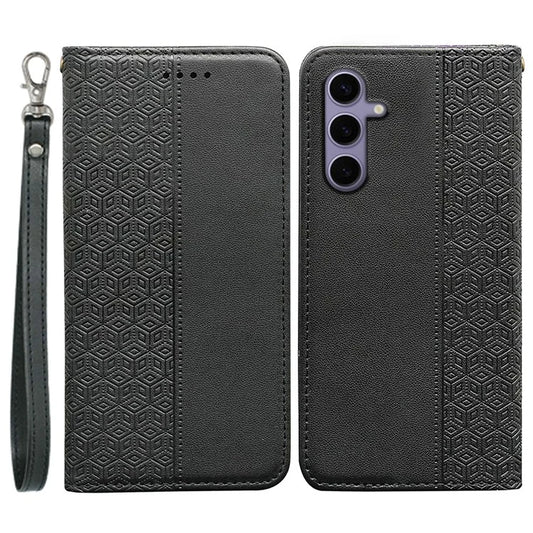 For Samsung Galaxy S24+ Wallet Phone Case Strong Magnetic Checkered Pattern Imprint Leather Flip Cover