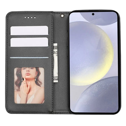 For Samsung Galaxy S24+ Wallet Phone Case Strong Magnetic Checkered Pattern Imprint Leather Flip Cover
