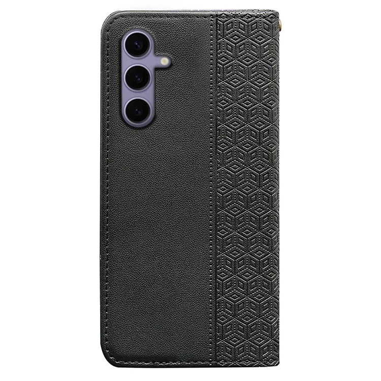 For Samsung Galaxy S24+ Wallet Phone Case Strong Magnetic Checkered Pattern Imprint Leather Flip Cover