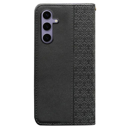 For Samsung Galaxy S24+ Wallet Phone Case Strong Magnetic Checkered Pattern Imprint Leather Flip Cover