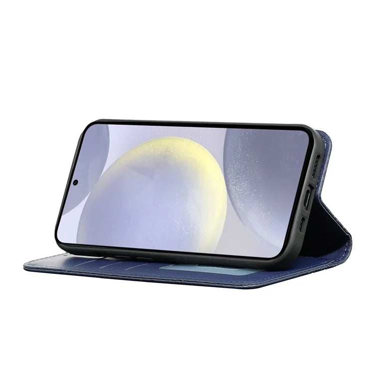 For Samsung Galaxy S24+ Wallet Phone Case Strong Magnetic Checkered Pattern Imprint Leather Flip Cover