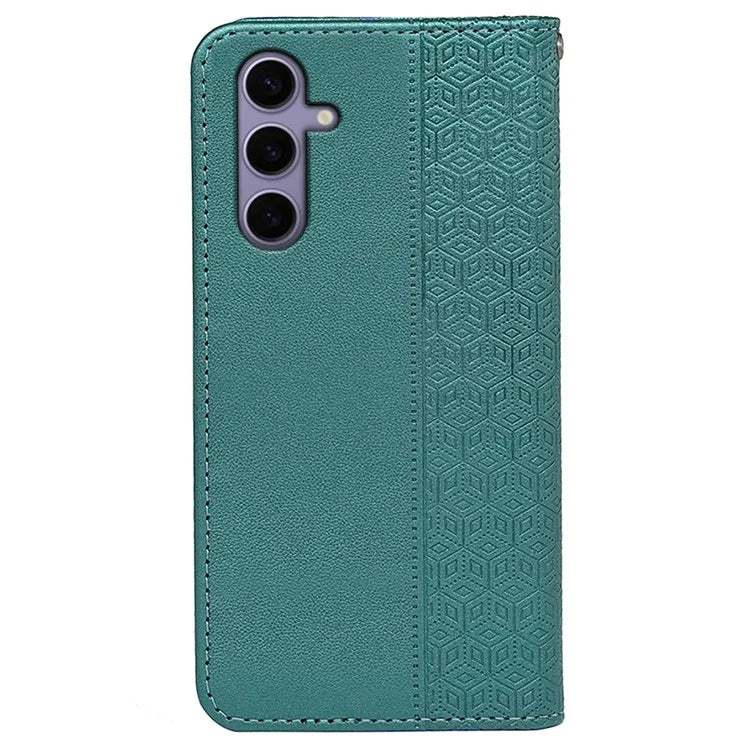 For Samsung Galaxy S24+ Wallet Phone Case Strong Magnetic Checkered Pattern Imprint Leather Flip Cover