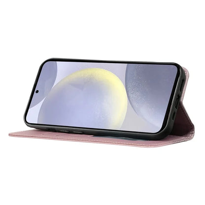 For Samsung Galaxy S24+ Wallet Phone Case Strong Magnetic Checkered Pattern Imprint Leather Flip Cover