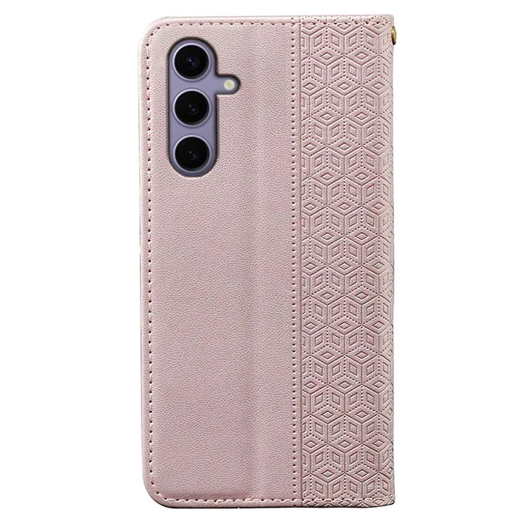 For Samsung Galaxy S24+ Wallet Phone Case Strong Magnetic Checkered Pattern Imprint Leather Flip Cover
