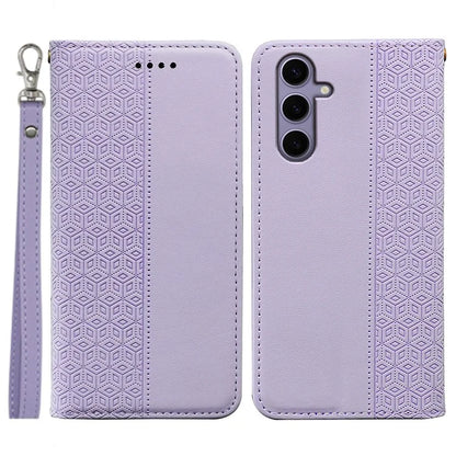 For Samsung Galaxy S24+ Wallet Phone Case Strong Magnetic Checkered Pattern Imprint Leather Flip Cover
