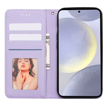 For Samsung Galaxy S24+ Wallet Phone Case Strong Magnetic Checkered Pattern Imprint Leather Flip Cover