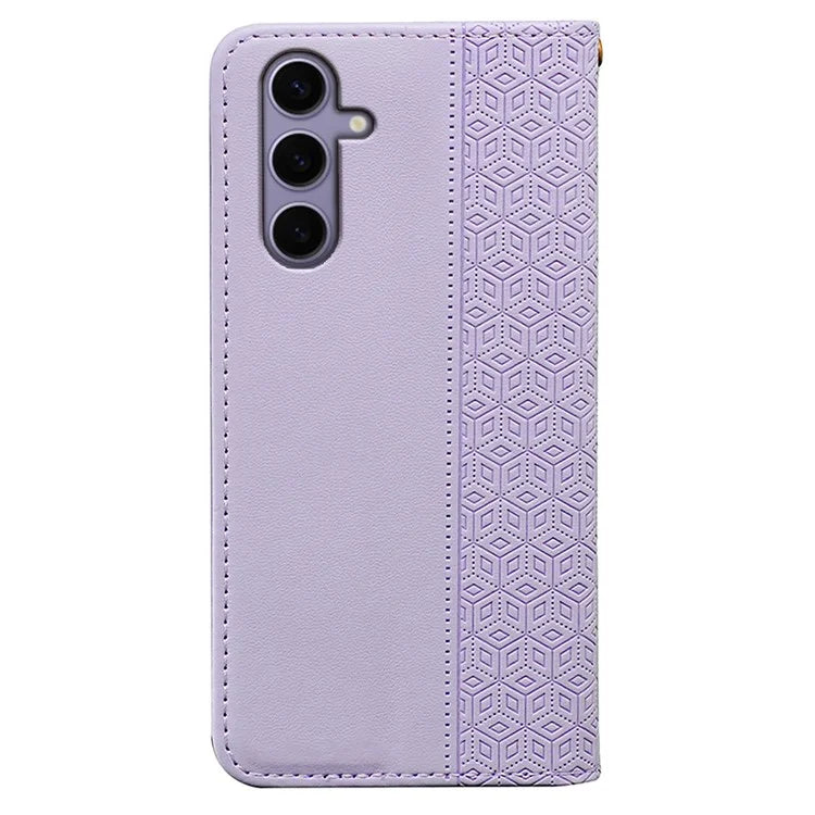 For Samsung Galaxy S24+ Wallet Phone Case Strong Magnetic Checkered Pattern Imprint Leather Flip Cover