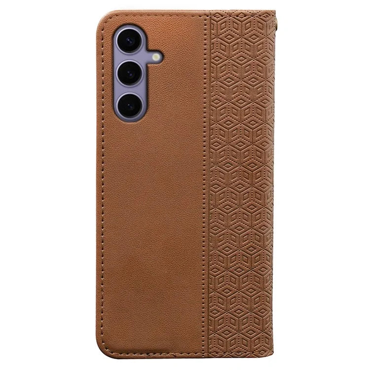For Samsung Galaxy S24+ Wallet Phone Case Strong Magnetic Checkered Pattern Imprint Leather Flip Cover