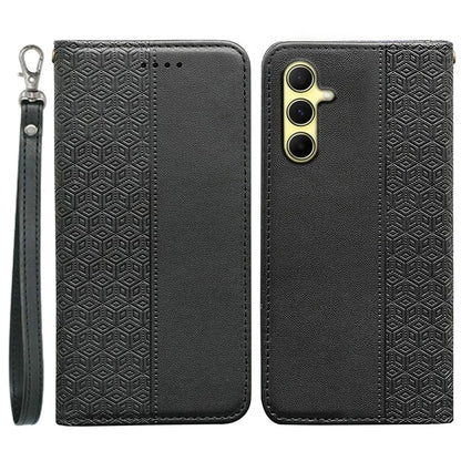For Samsung Galaxy S24 Wallet Phone Case Strong Magnetic Checkered Pattern Imprint Leather Flip Cover