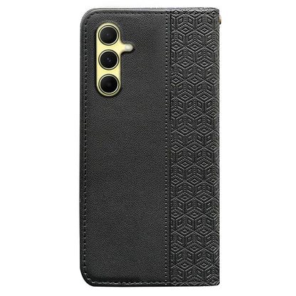 For Samsung Galaxy S24 Wallet Phone Case Strong Magnetic Checkered Pattern Imprint Leather Flip Cover