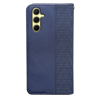 For Samsung Galaxy S24 Wallet Phone Case Strong Magnetic Checkered Pattern Imprint Leather Flip Cover