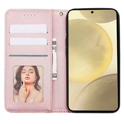 For Samsung Galaxy S24 Wallet Phone Case Strong Magnetic Checkered Pattern Imprint Leather Flip Cover