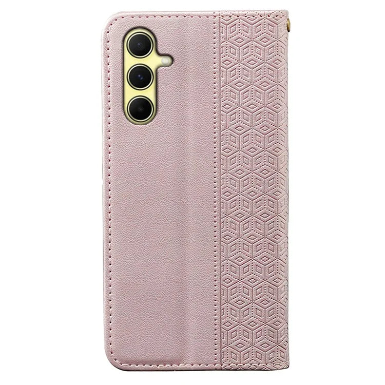 For Samsung Galaxy S24 Wallet Phone Case Strong Magnetic Checkered Pattern Imprint Leather Flip Cover