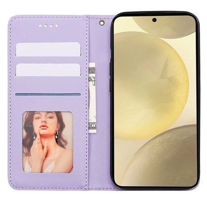 For Samsung Galaxy S24 Wallet Phone Case Strong Magnetic Checkered Pattern Imprint Leather Flip Cover